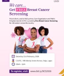 World Cancer Day: Polaris Bank Launches Free Breast Cancer Screening Initiative Across Nigeria