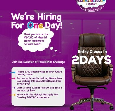 Wema Bank opens final entries for one-day MD/CEO Children’s Day contest