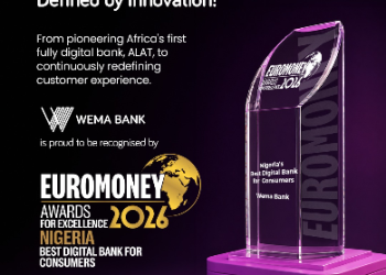 Wema Bank Wins Euromoney’s Nigeria’s Best Digital Bank For Consumers 2026 Award
